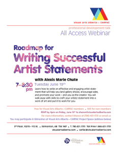 Poster for Roadmap for Writing Successful Artist Statements with Alexis Marie Chute